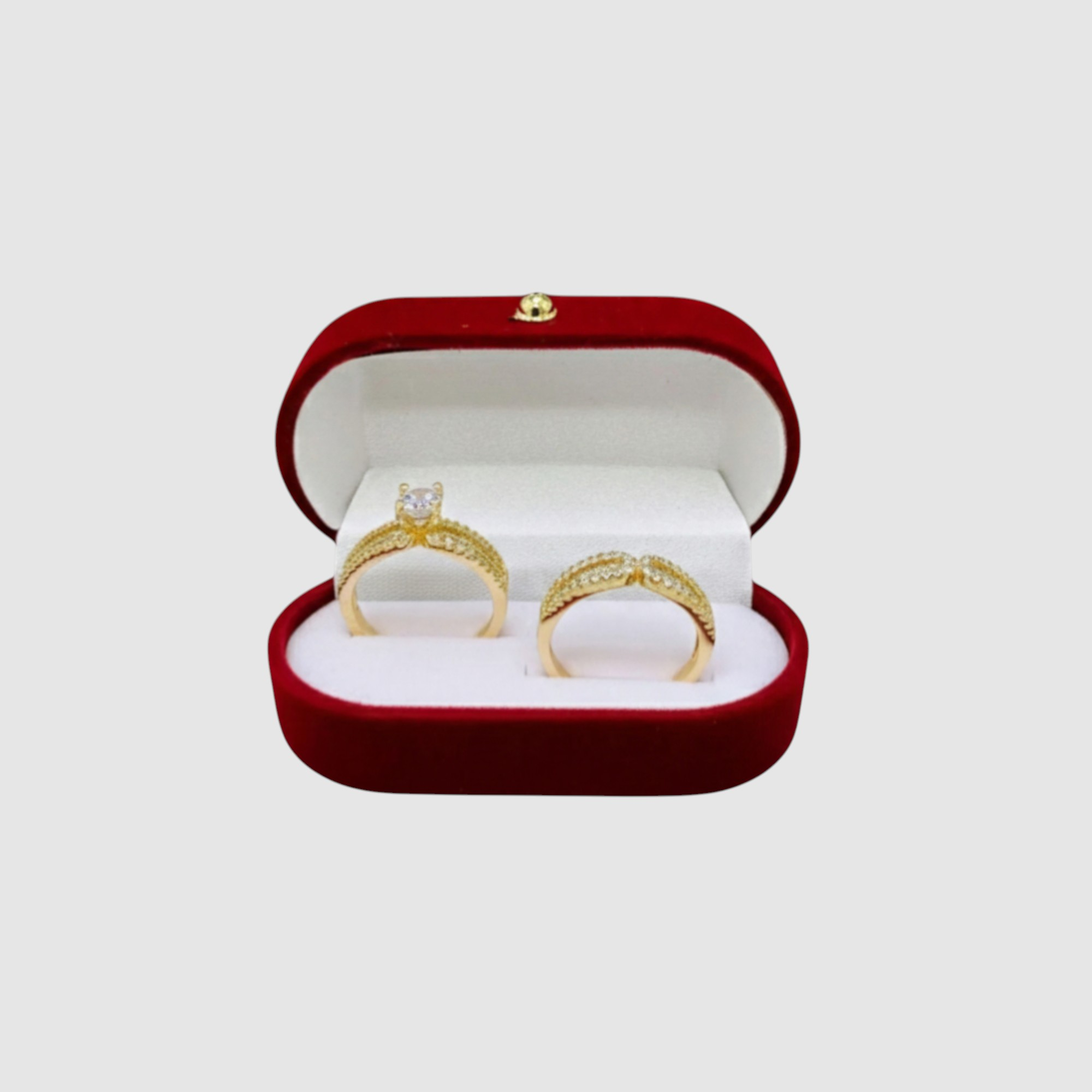 Dúo de Anillos de Compromiso Elegante en Oro Laminado 14K