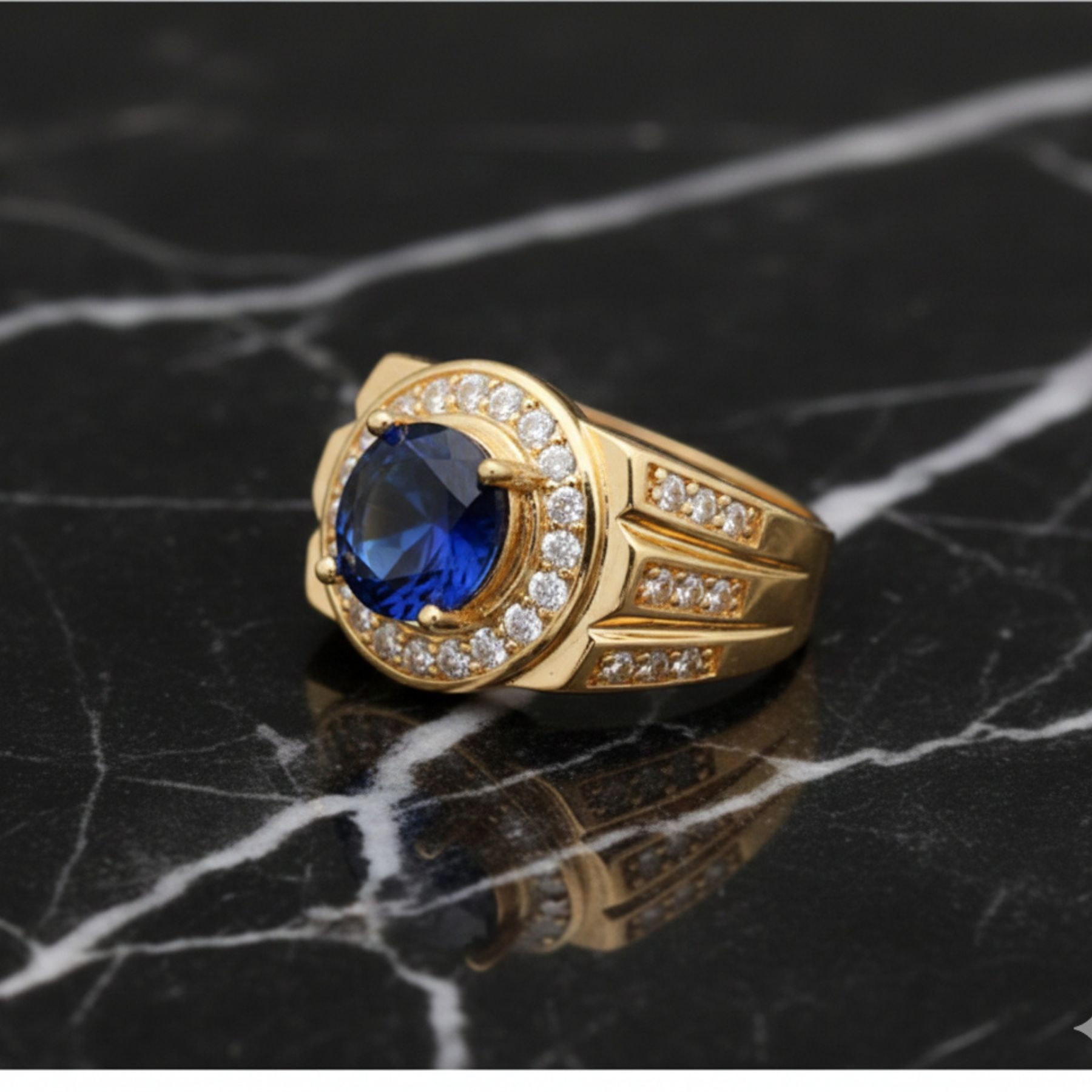 Anillo Real Zafiro Imperial – Halo de Circonias