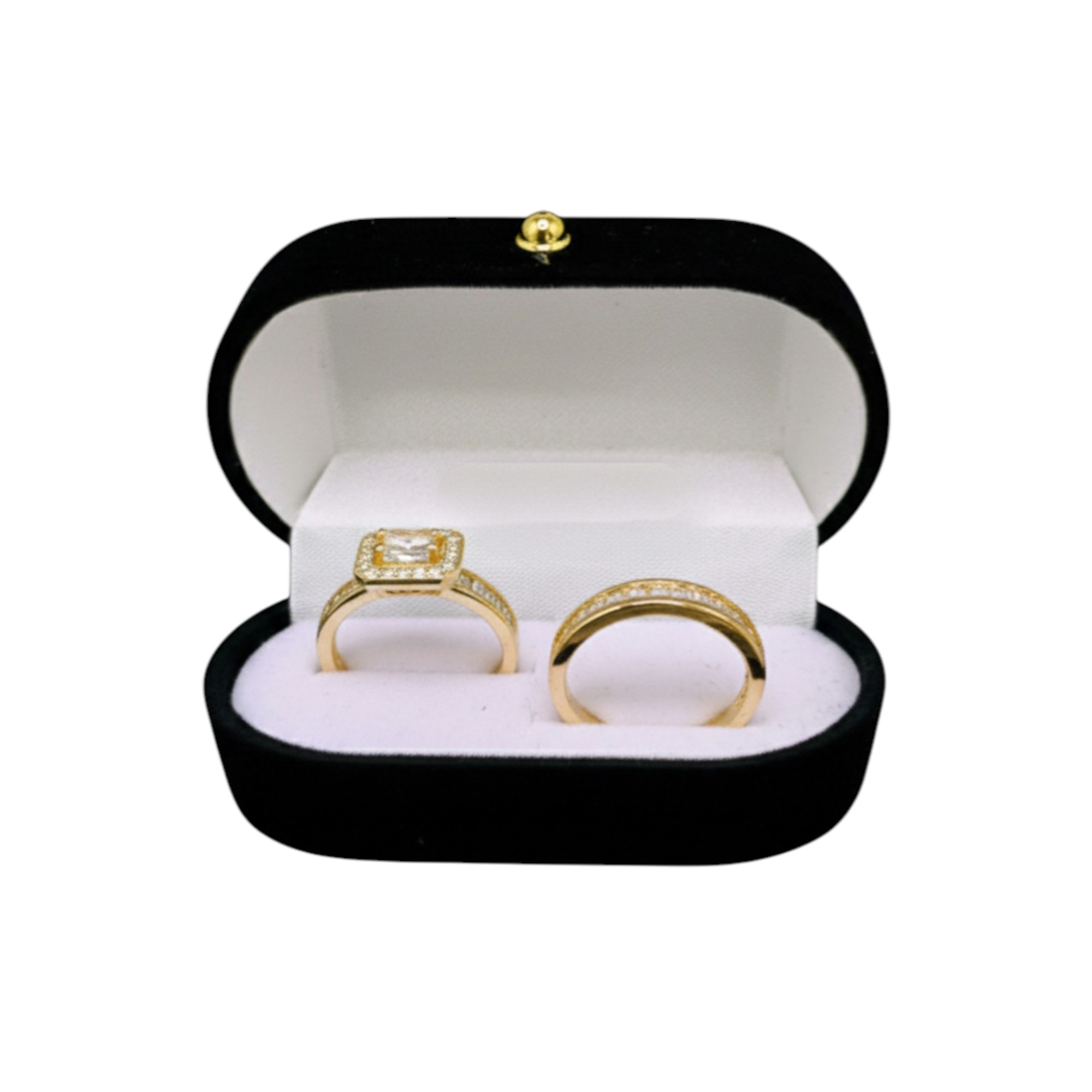 Dúo de Anillos de Compromiso en Oro Laminado 14K