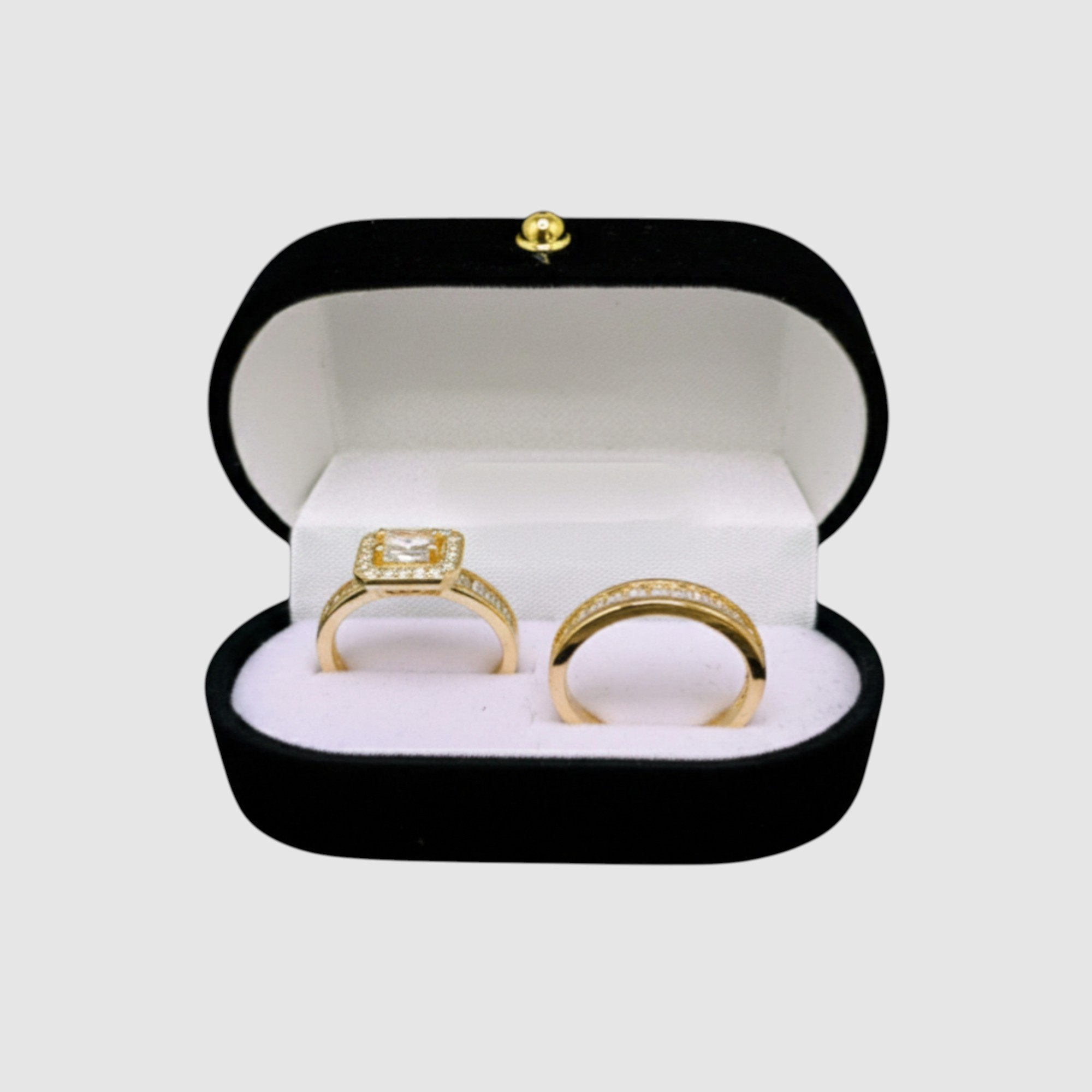 Dúo de Anillos de Compromiso en Oro Laminado 14K