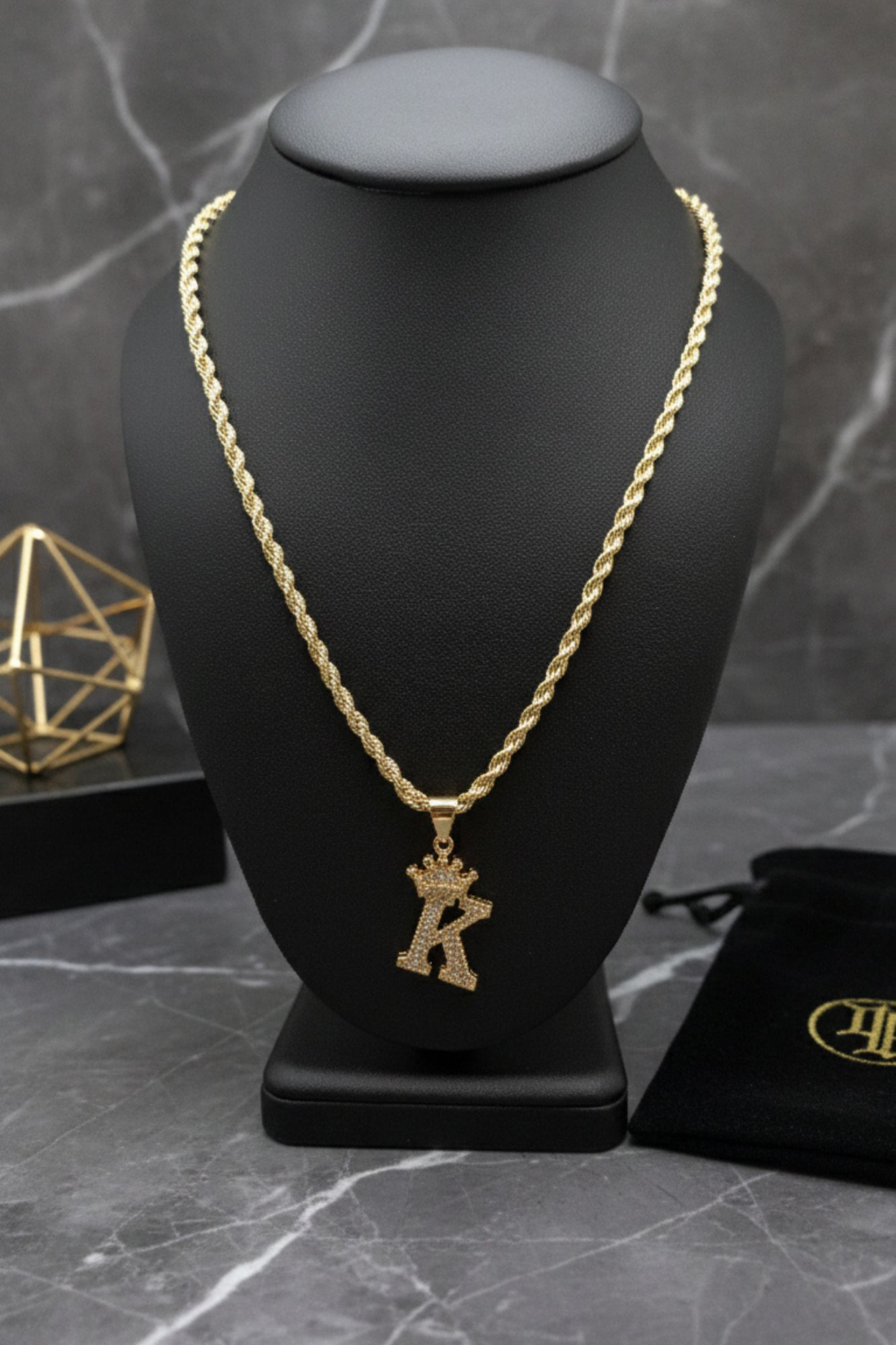 Cadena Rope Crown Inicial “K”