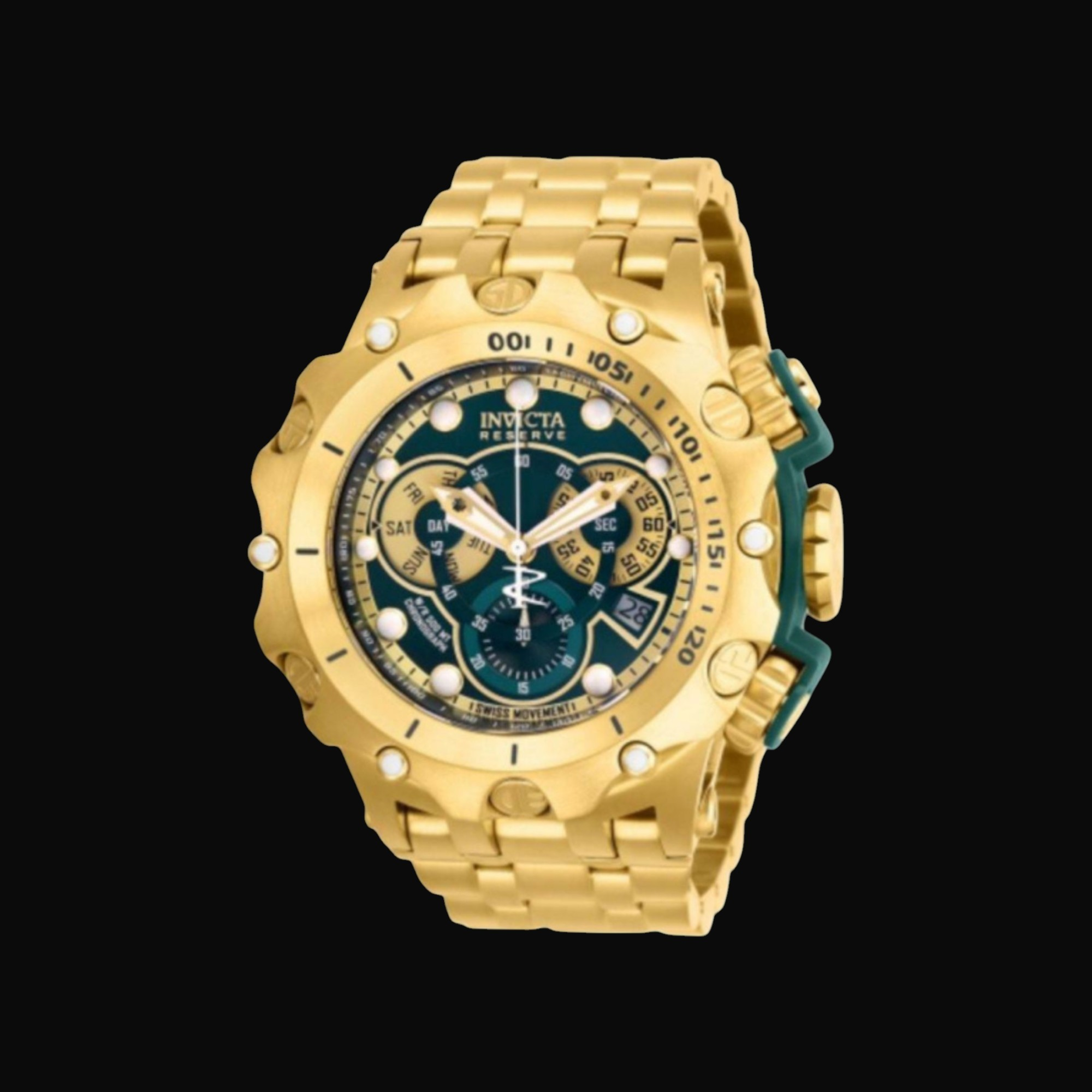 Reloj Estilo Bolt Zeus Dorado Para Hombre | Diseño Tipo Invicta