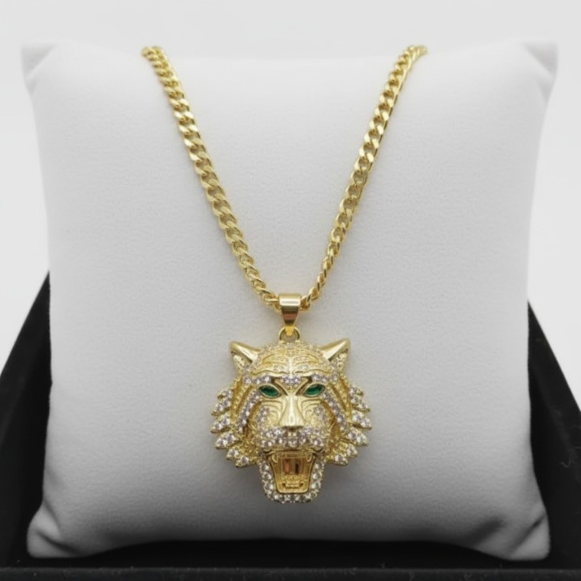 Cadena en oro laminado 14K con dije de tigre