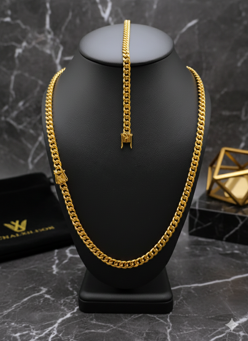 Cadena Cubana Dorada 18K