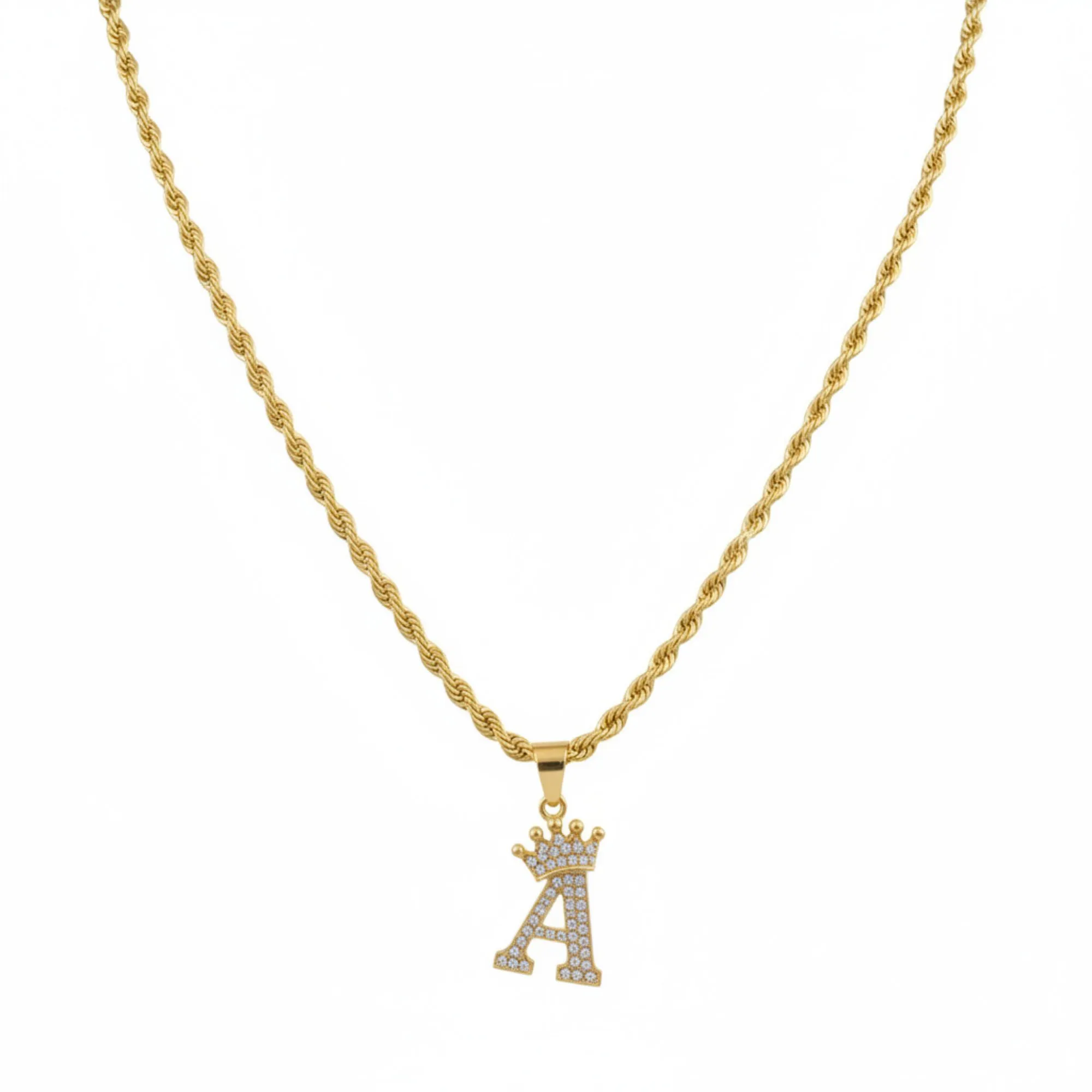 Cadena con inicial A oro laminado